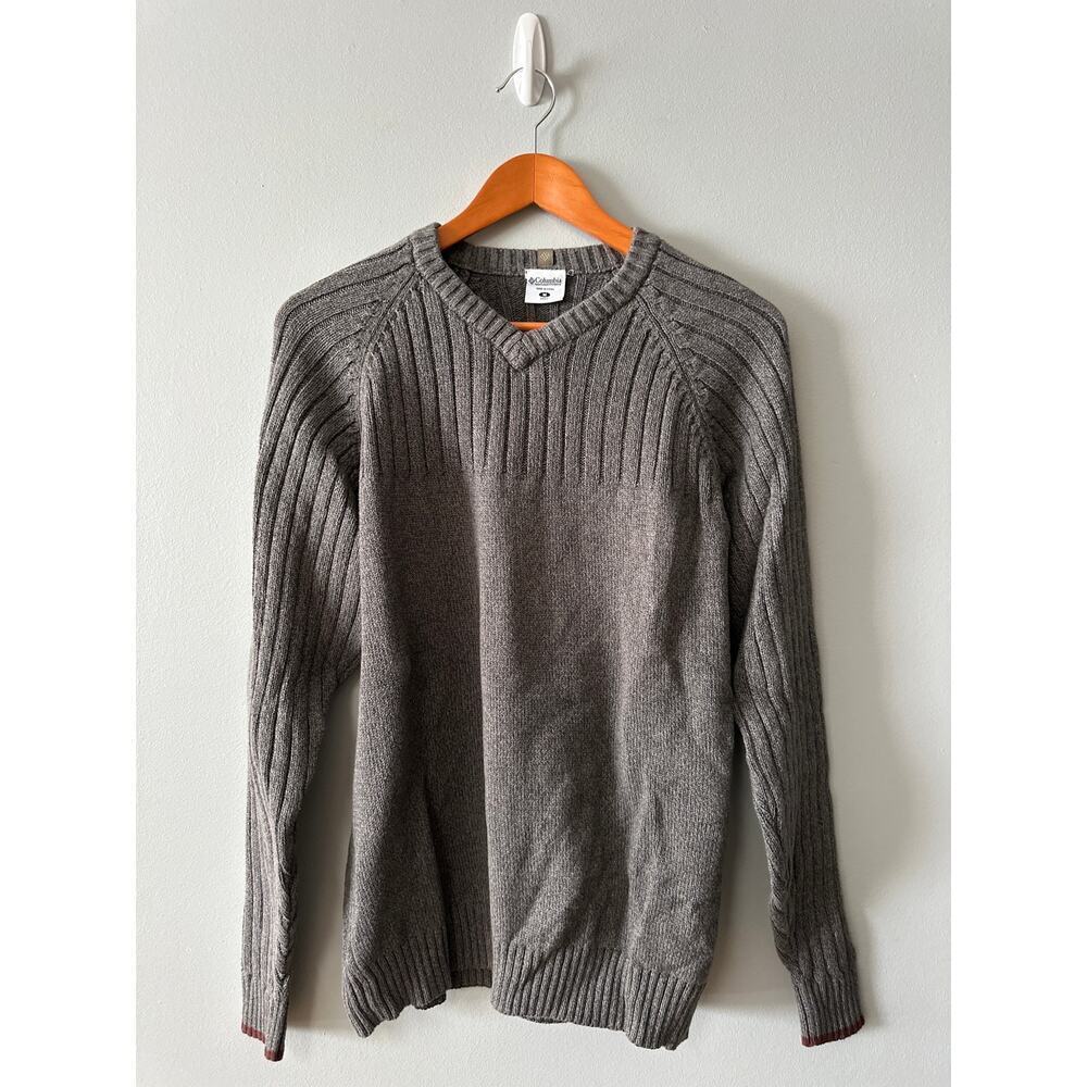 Columbia Men’s Rib Knit V-Neck Sweater Gray Medium Outdoor Casual Pullover